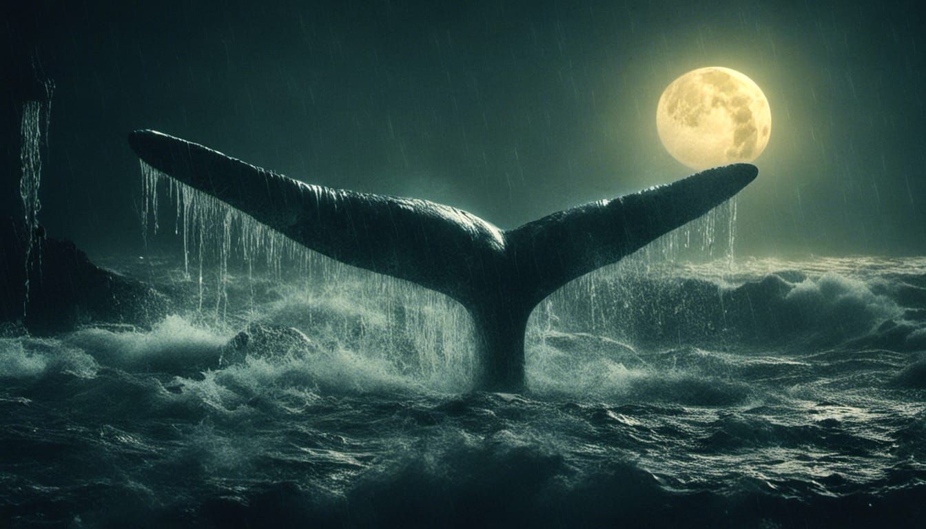 Whale tail and the moon