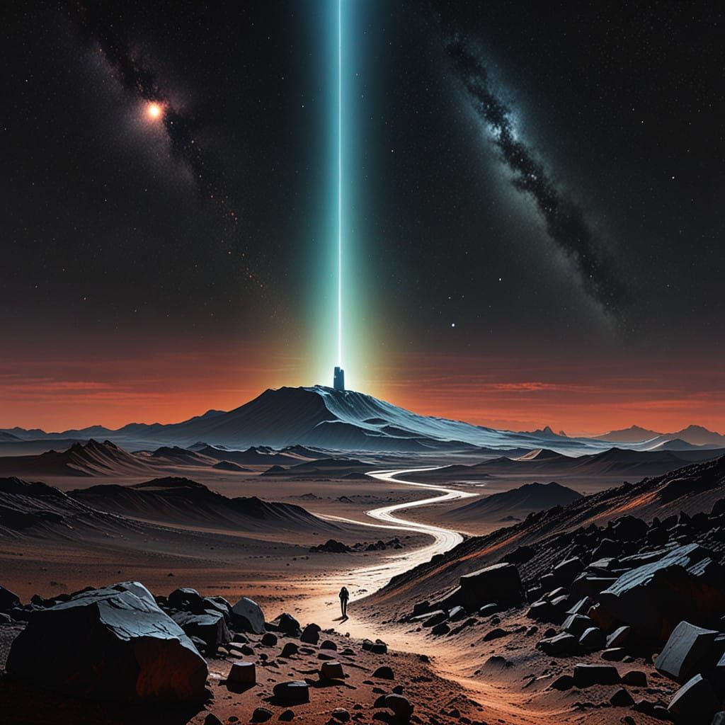 Cosmic Row in Vibrant Post-Impressionist Style