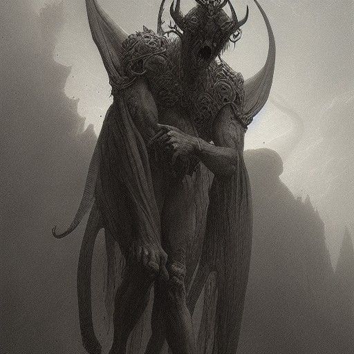 Asymmetrical Demon Man in Horror Style