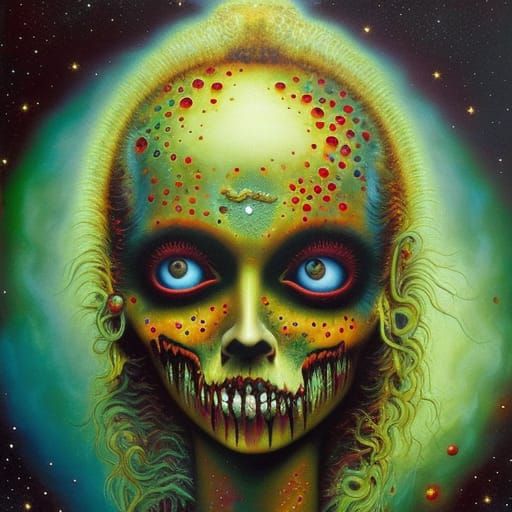 Zombiecore Devil Girl in Dystopian Wasteland