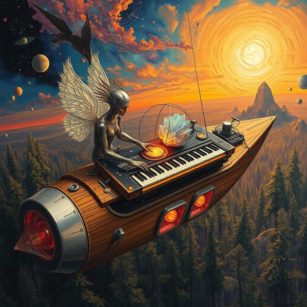 Ethereal Figures Compose Poems in Surrealist Galaxy