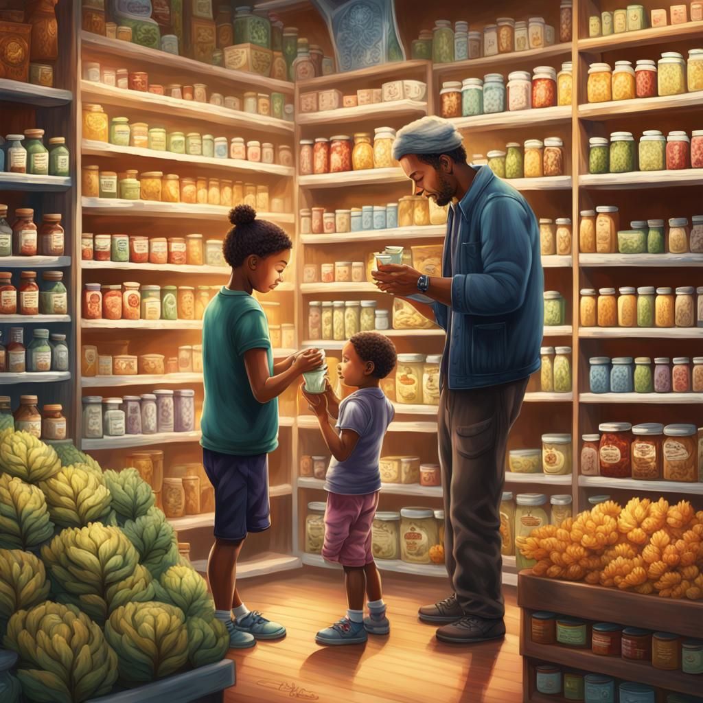 Parent and Child with Mullein Tea: Hyper-Realistic Art