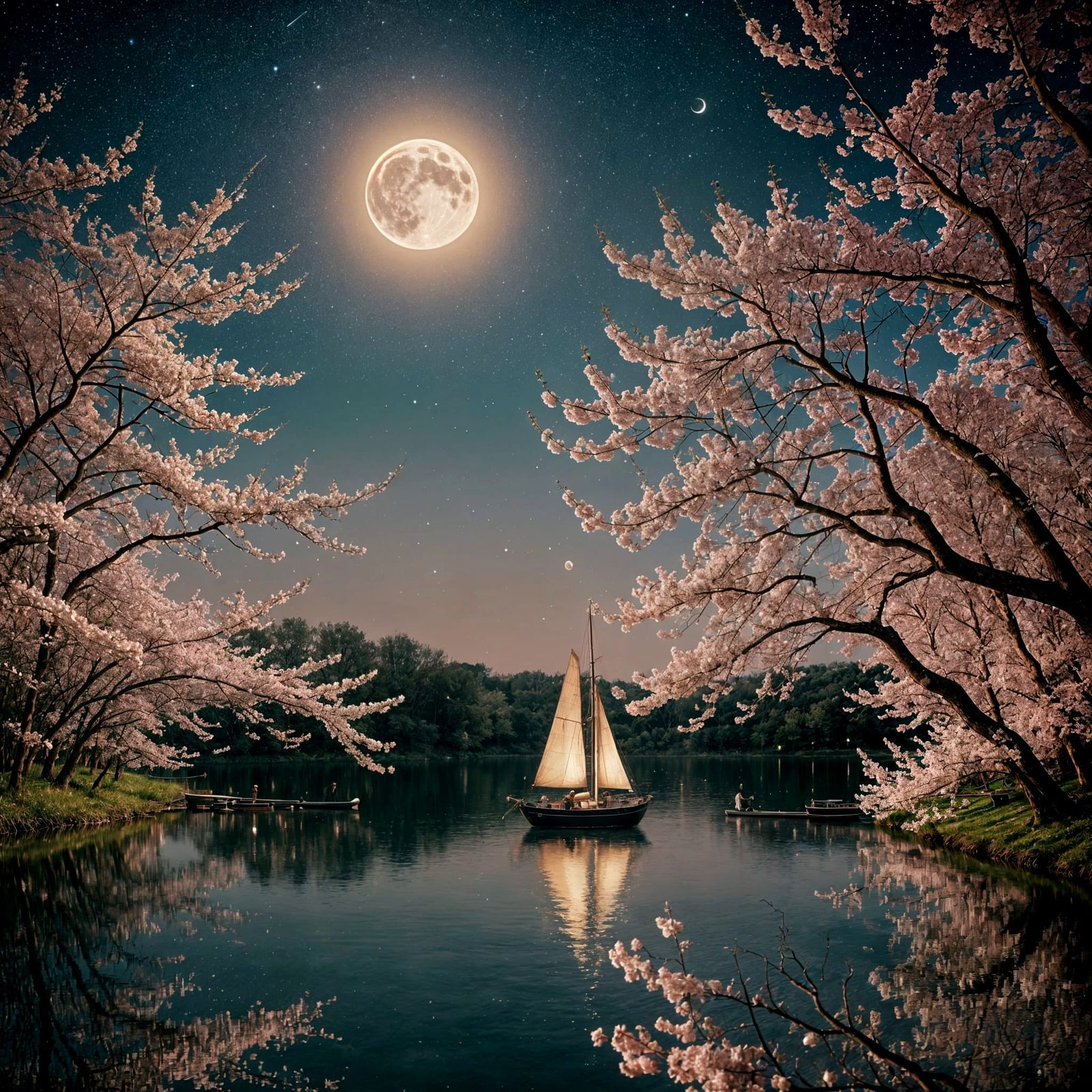 Find a calm lake and wait for twilight in silence, there exi...