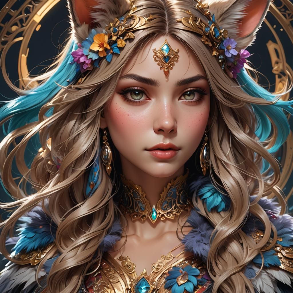 Hyperdetailed Furry Portrait in Art Nouveau Style