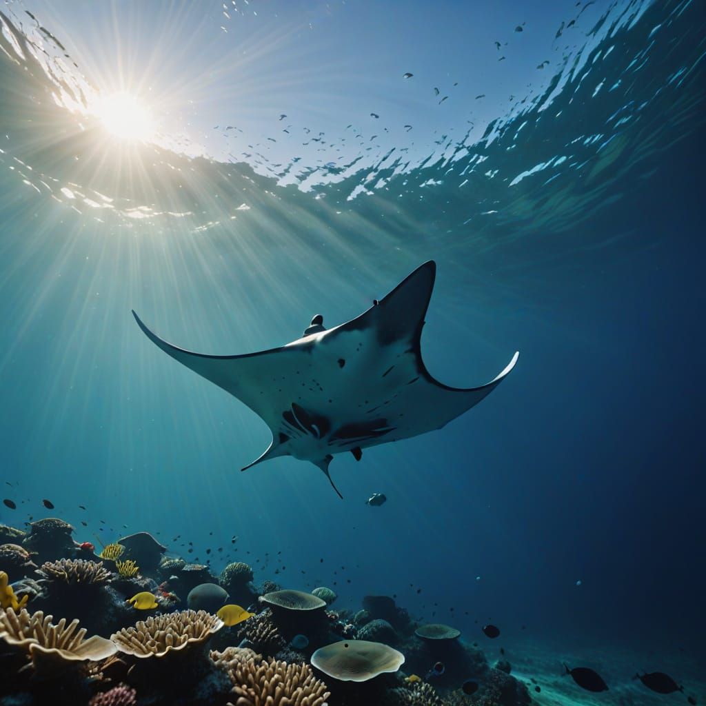 Majestic Manta Ray in Vibrant Oceanic Colors