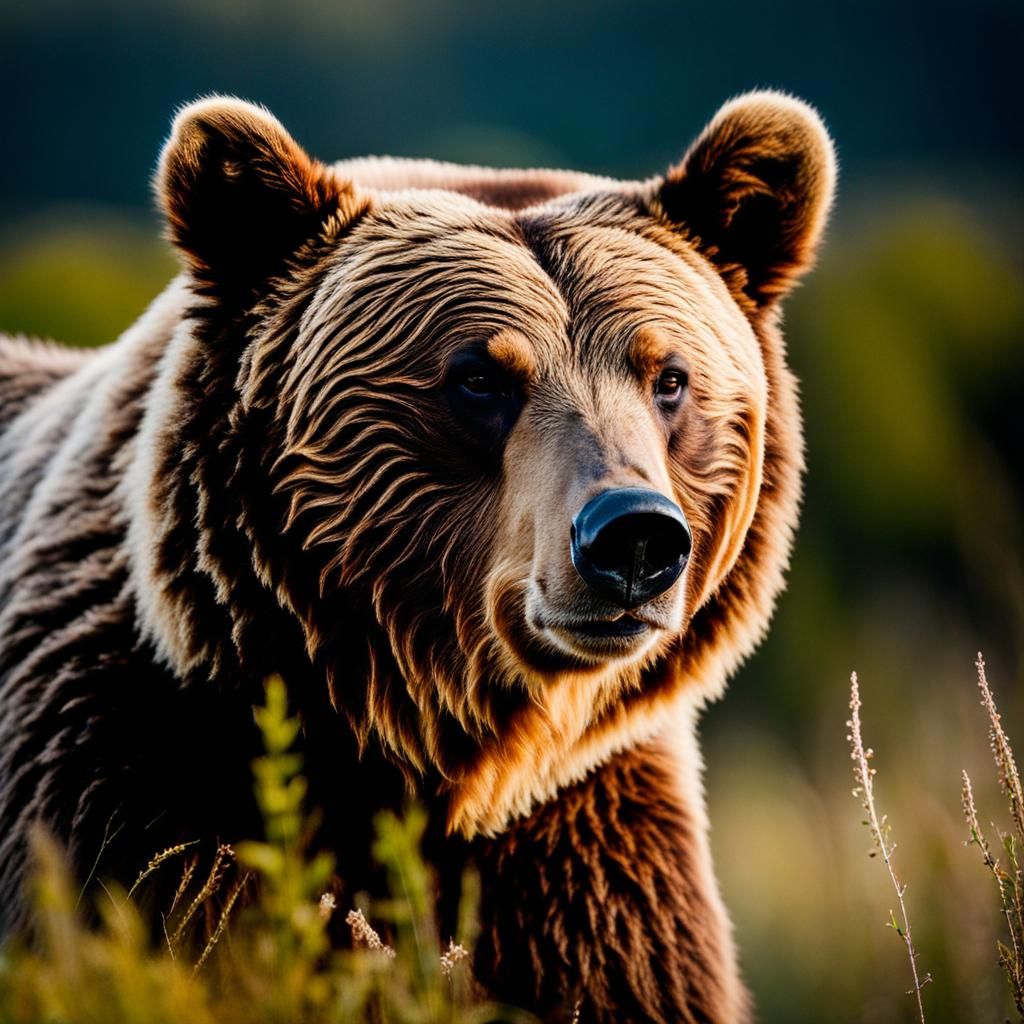 Grizzly Bear Stares Intently: High-Quality Wildlife Photo
