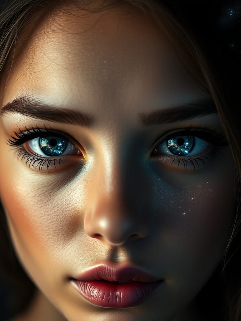 Galactic Reflections: A Hyperrealistic Sci-Fi Portrait