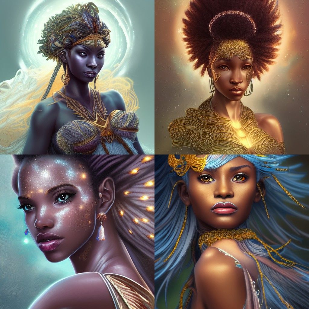 Oya: African Goddess of Storms in Art Nouveau Style