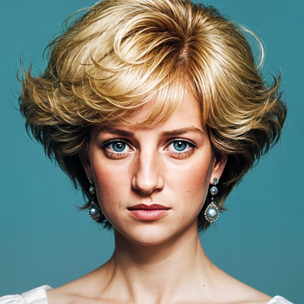 Princess Diana Portrait in Basquiat Style