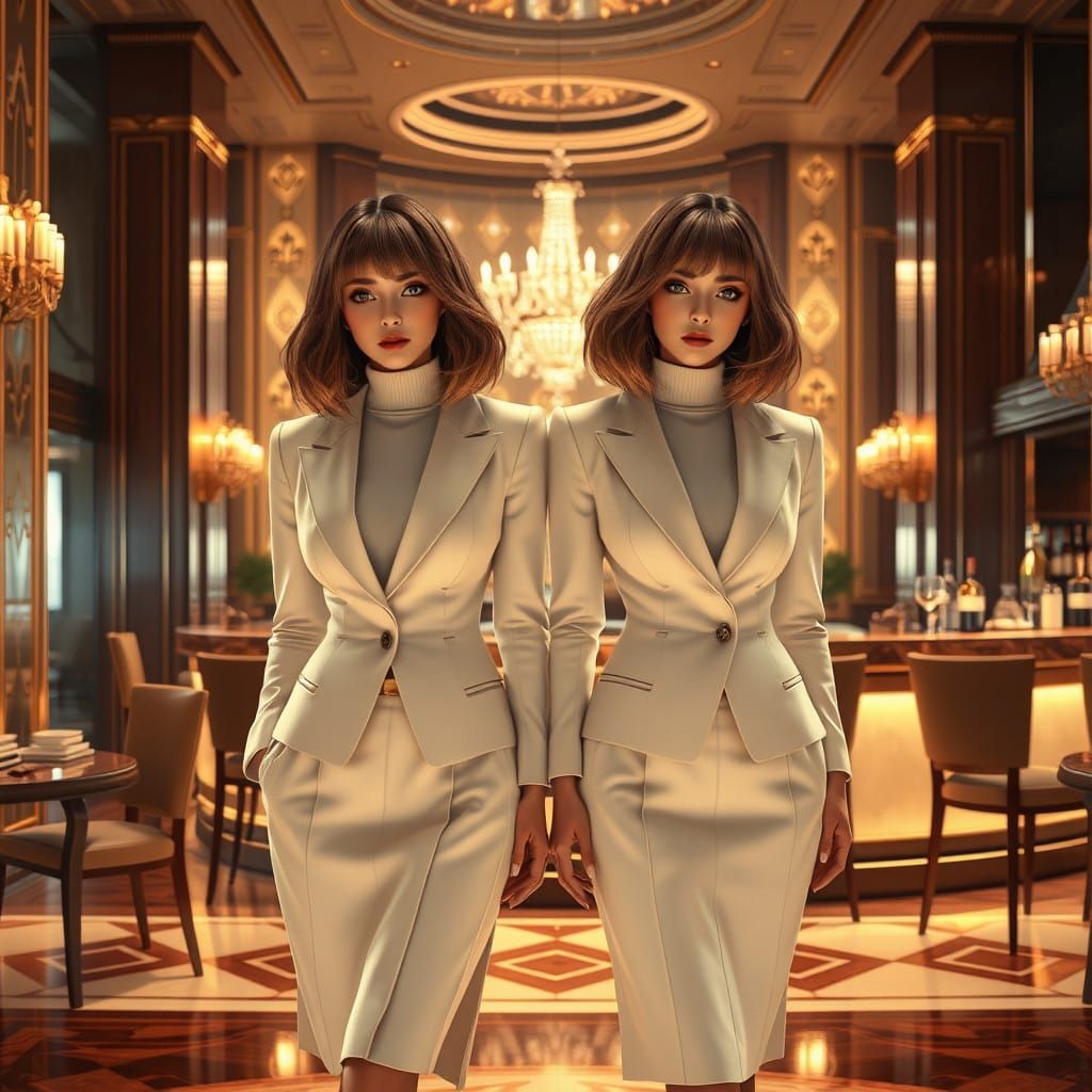 Elegant Women in Luxurious Hotel Bar Scene