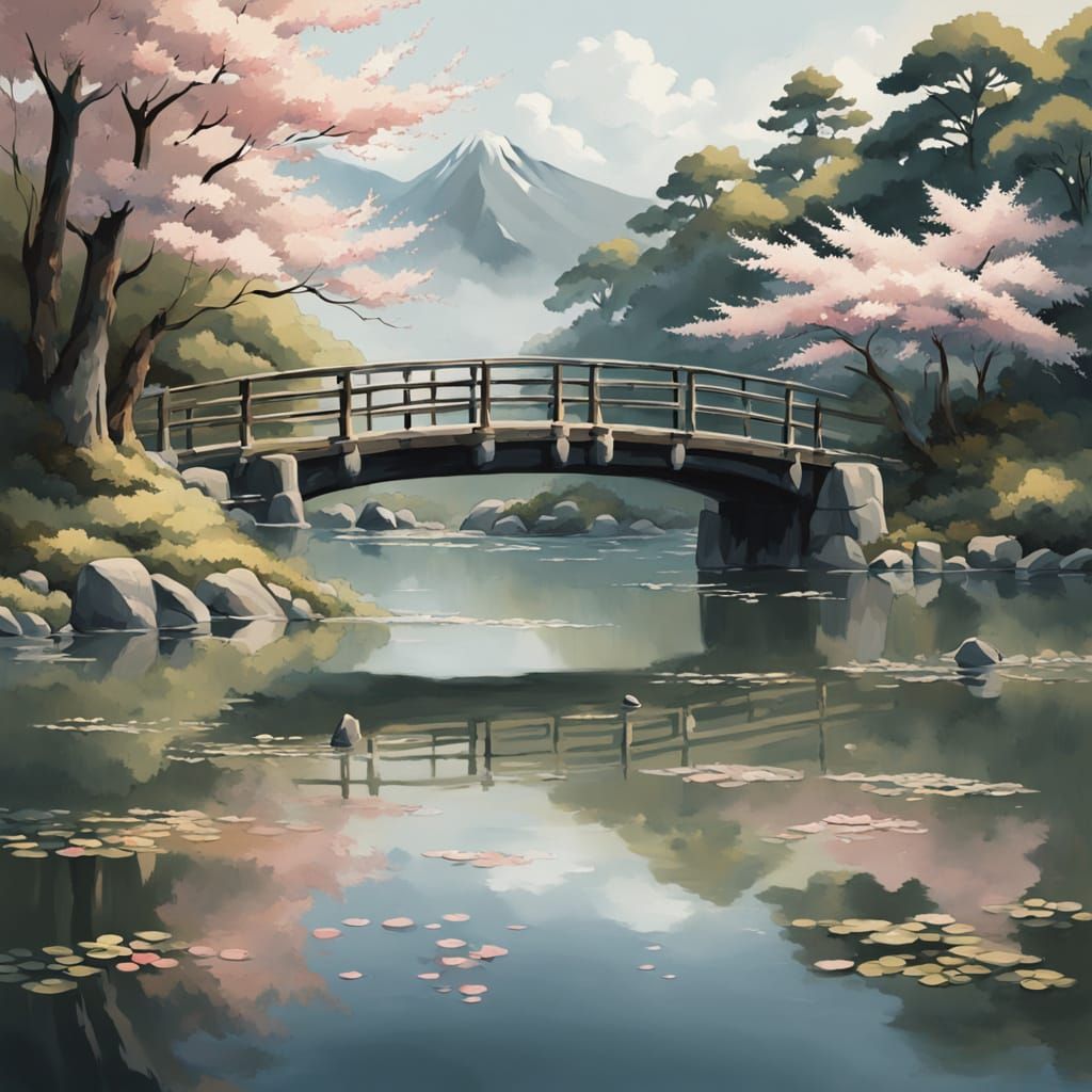 Vibrant Bridge Scene in Abstract Expressionism