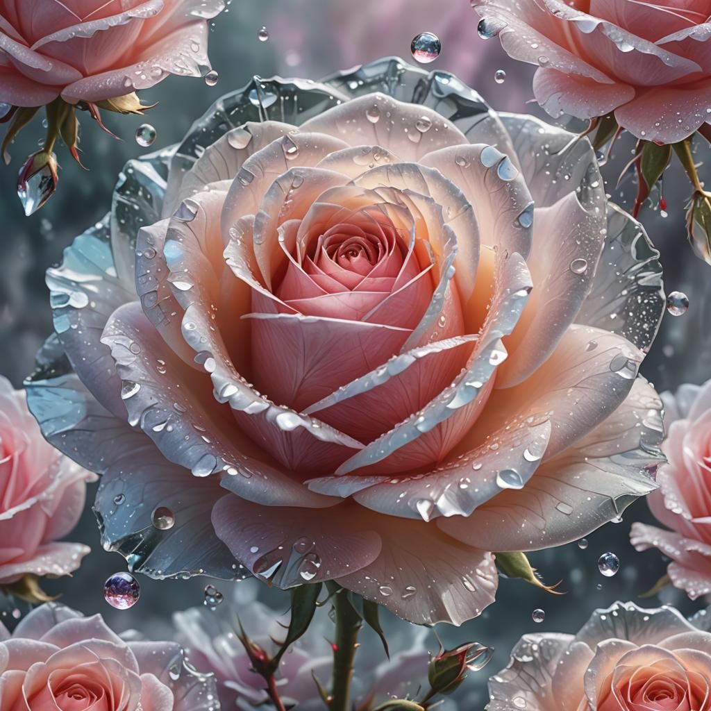 Luminescent Crystal Rose in Hyper-Realistic Digital Art
