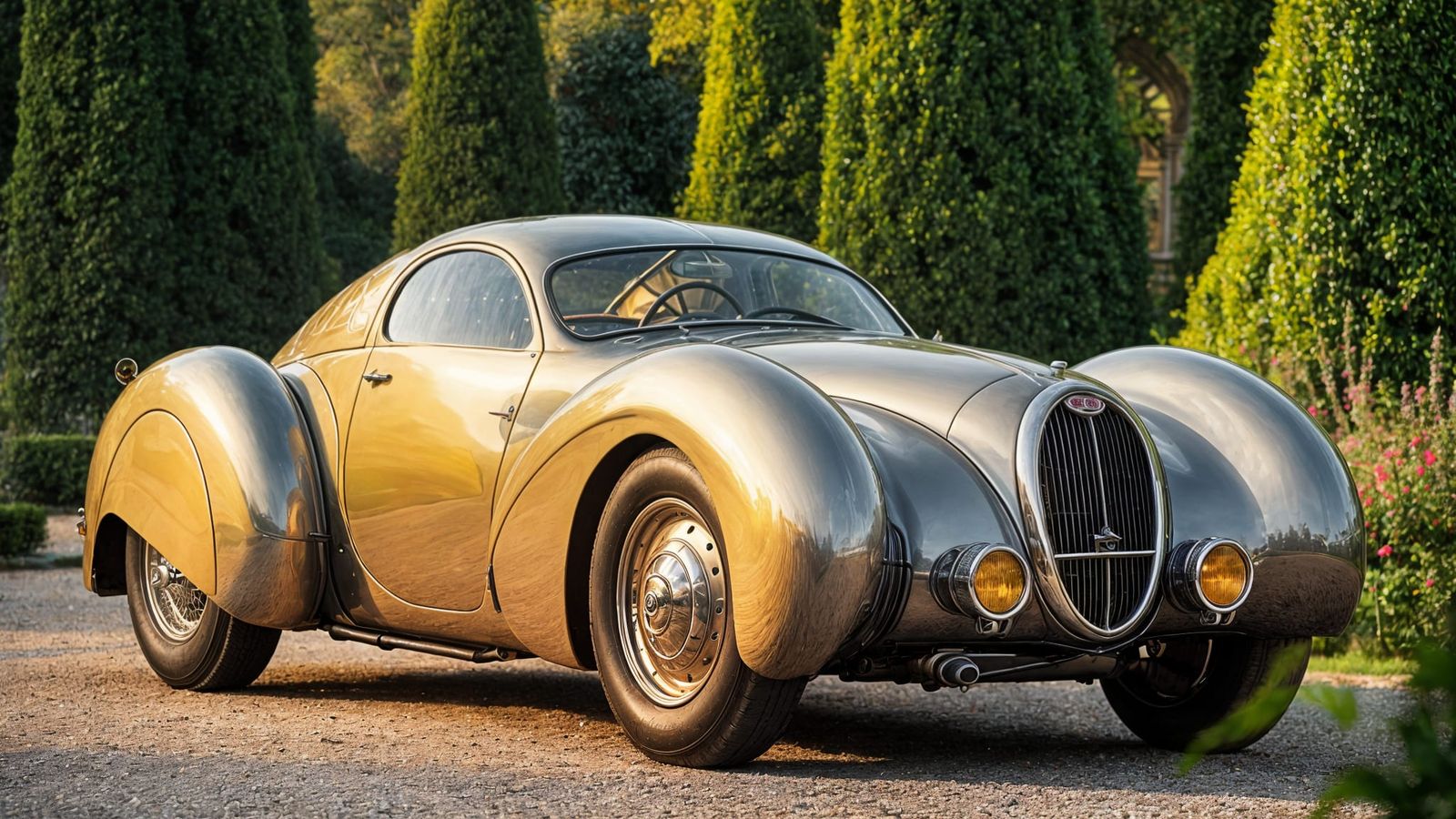 1939 Metallic Bugatti T41 in Art Deco-Inspired Luxury
