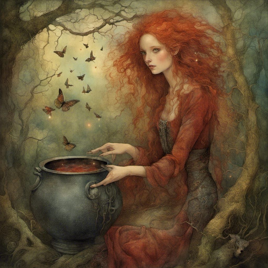 Fire burn and cauldron bubble