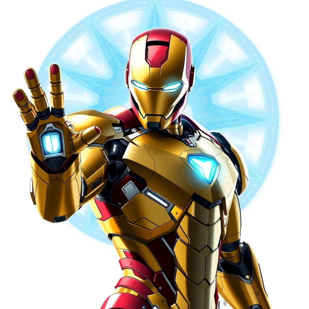 Iron Man Warframe Armor in Anime Style