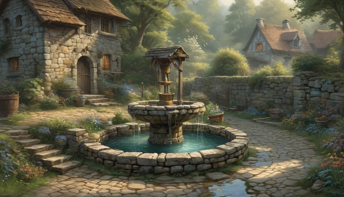 Ethereal Wishing Well in Hyperdetailed Fantasy Style
