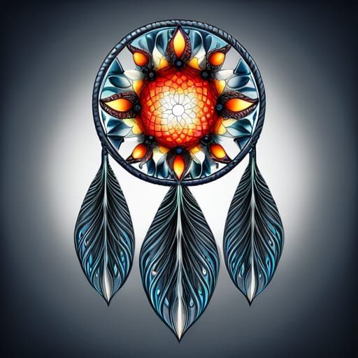 Abstract Dreamcatcher with Vector Fractal Design