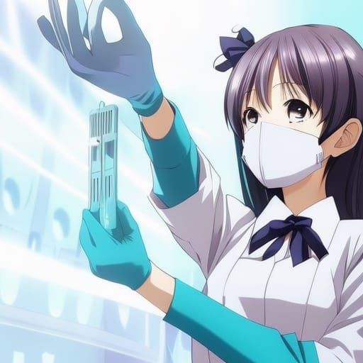 Anime Style Female Dentist in Surgical Mask