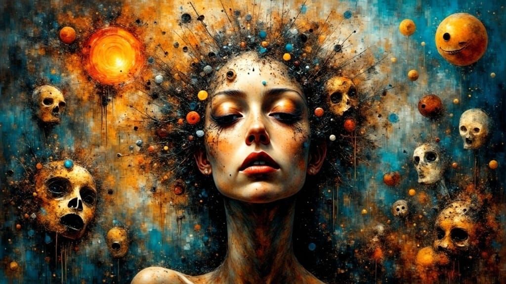 Dreamlike Scene of Turmoil in Vibrant Colors