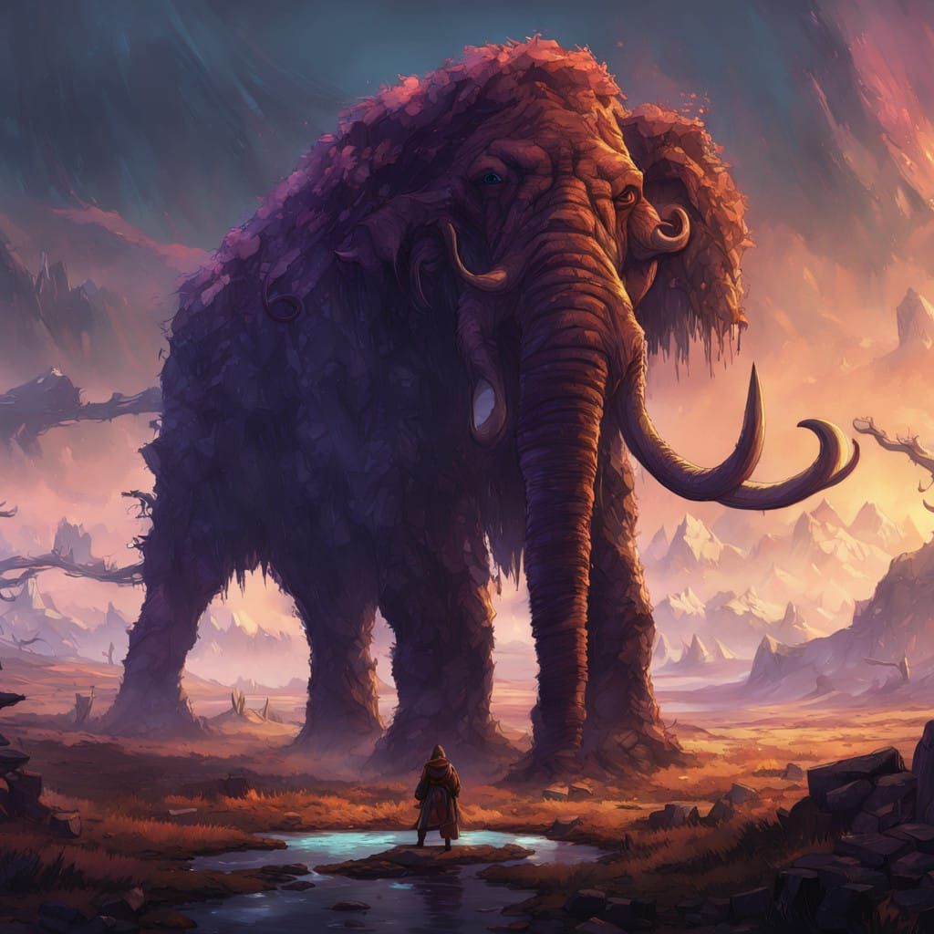 Majestic Wooly Mammoth in Primeval Landscape