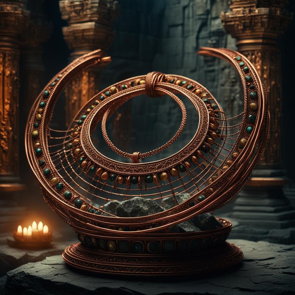 Majestic Torques Necklace in Ancient Temple: Digital Matte P...