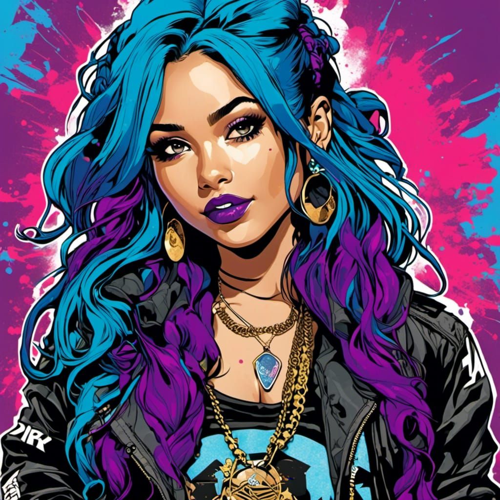 Cute Irish Rockstar Girl with Graffiti Art