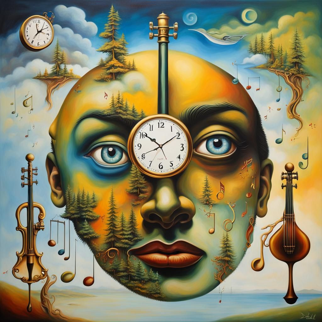 Surreal Clock Face in Melting Oil Paint