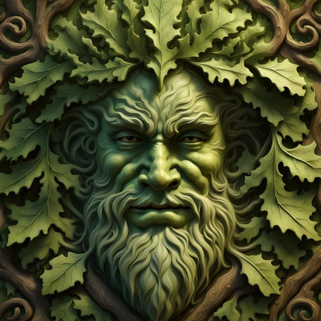 Oak King: Green Man Dark Fantasy Concept Art