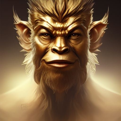 Detailed Portrait of Sun Wukong in Digital Art Style