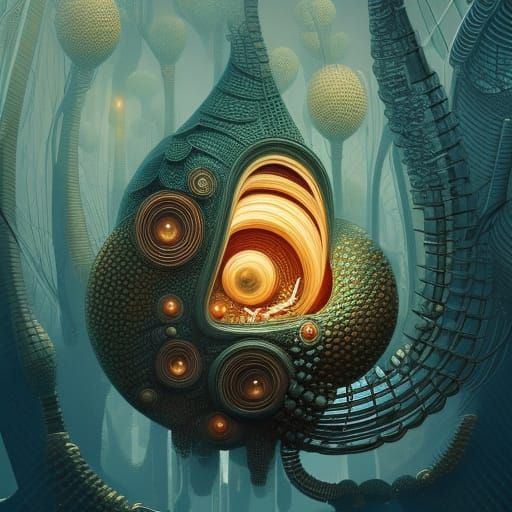 Intricate Snail Shell House in Hyperrealistic Style