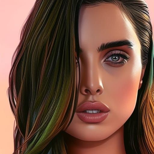 Ana de Armas Shower Portrait in Hyperrealistic Style