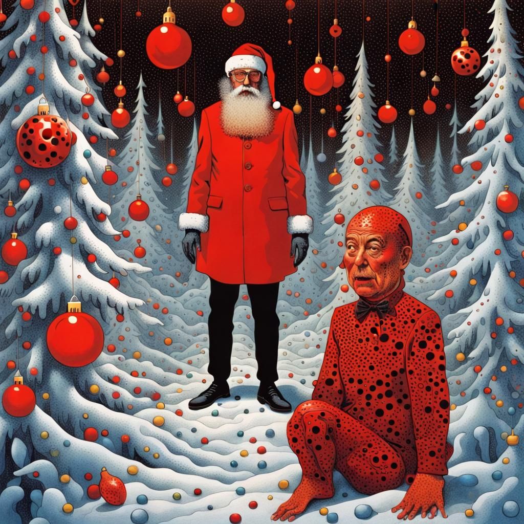 Chaotic Christmas: Rogue Santas in Abstract Art Style