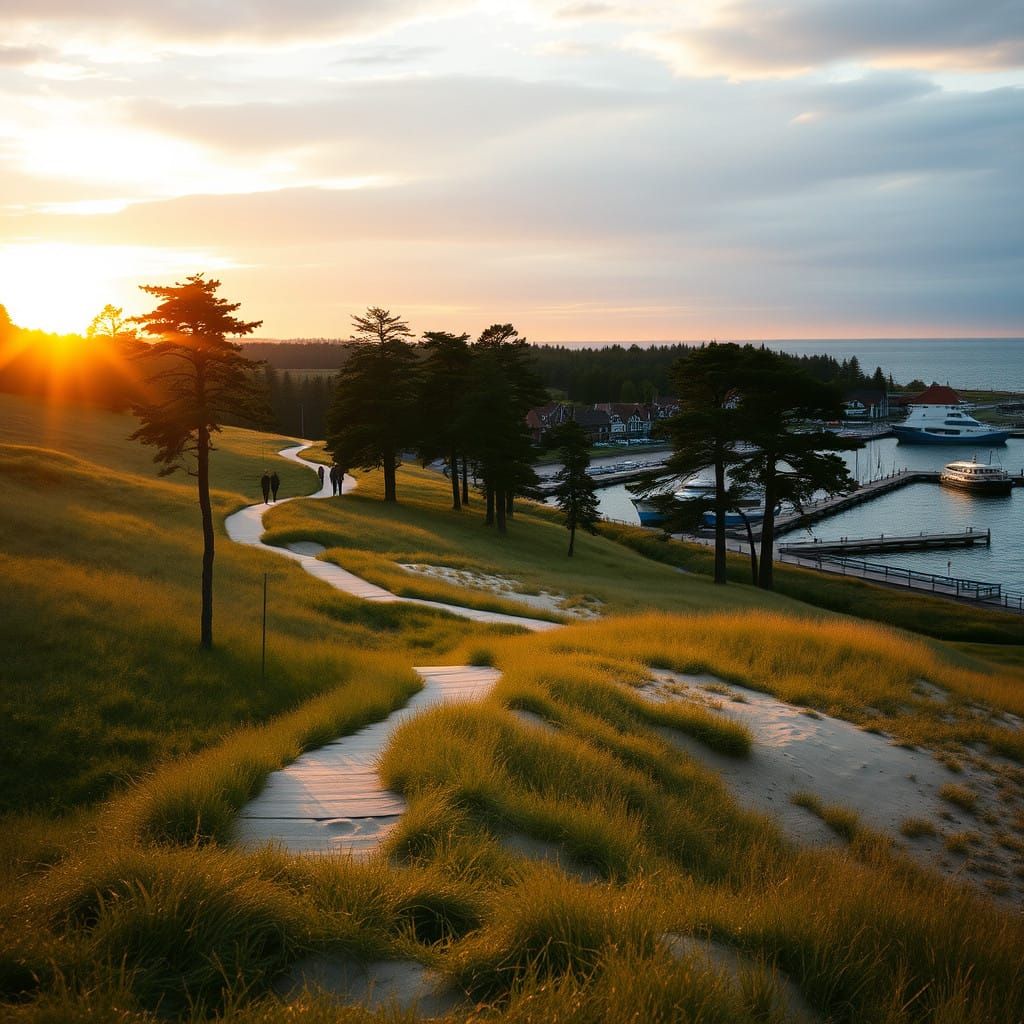 Ethereal Curonian Spit Landscape Under Golden Sunset
