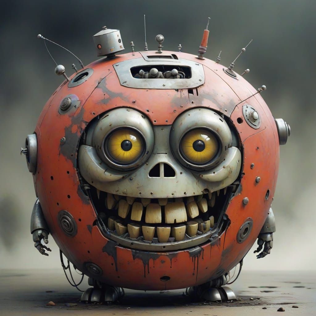 Unusual Fat Robot in the Style of Stephen Gammell