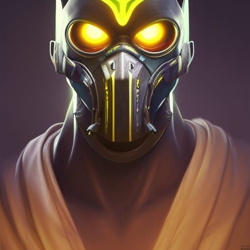 Oxygen-Masked bioluminous mercenary inspired by Mortal Kombat character Kabal