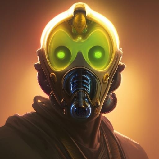 Oxygen-Masked bioluminous mercenary inspired by Mortal Kombat character Kabal