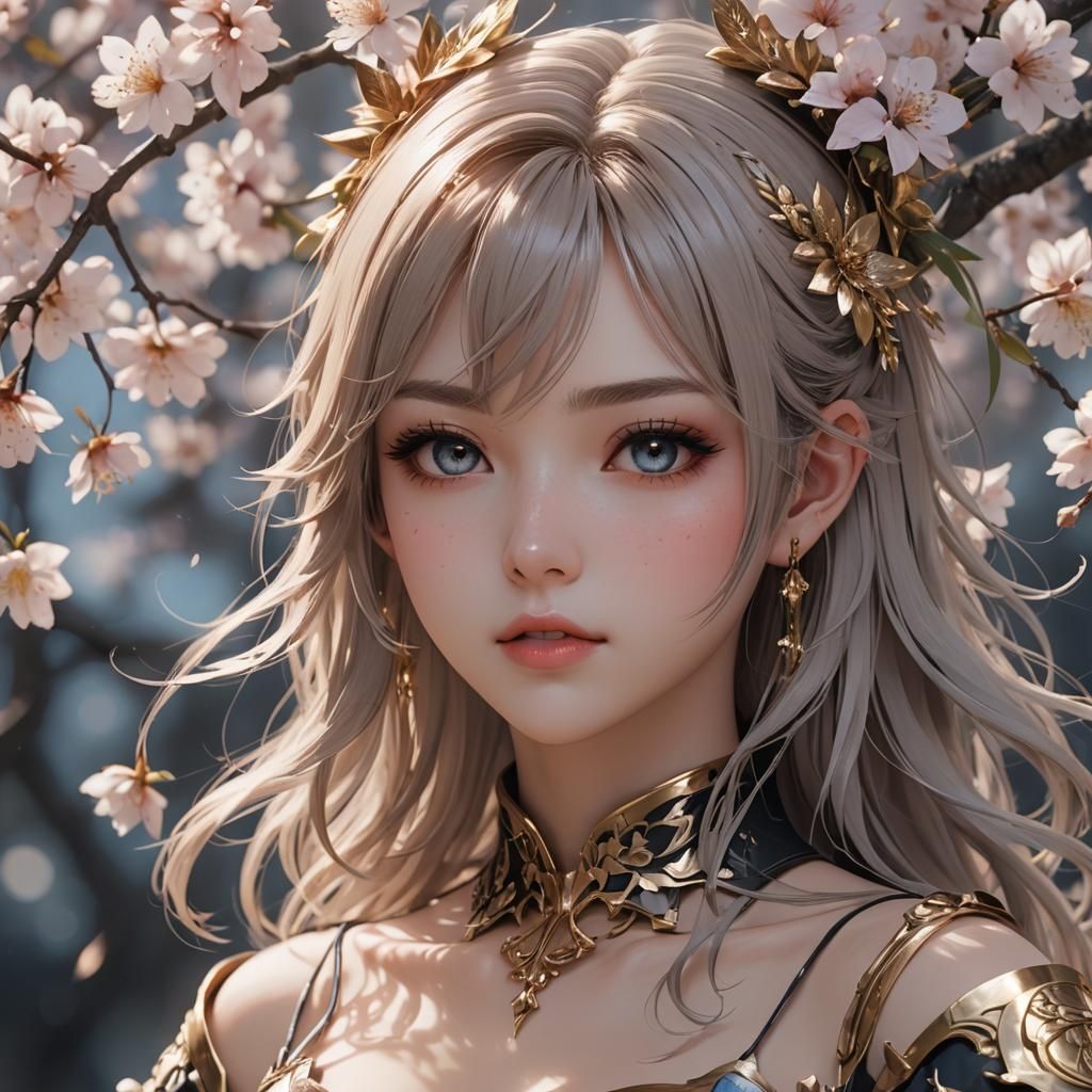 Beautiful Anime Girl Portrait in 3D Style