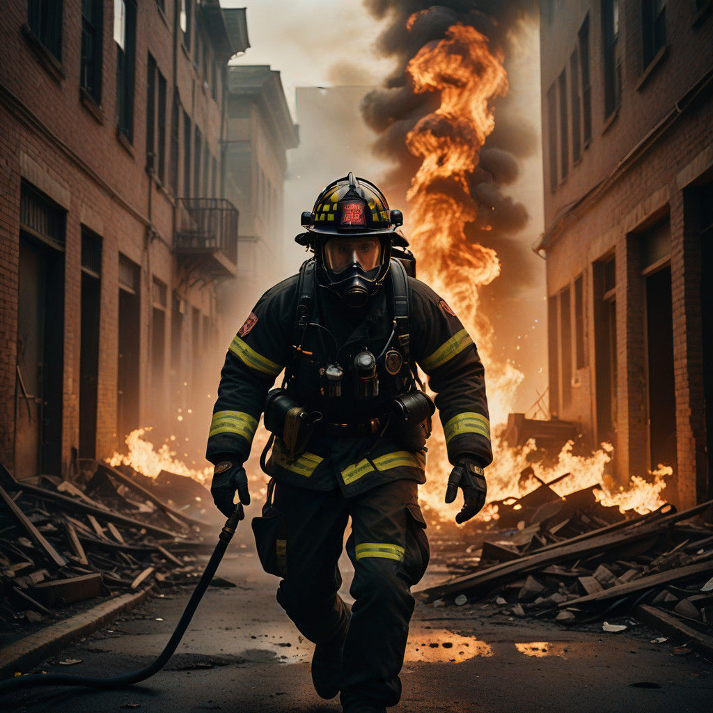 Courageous Firefighter Runs into Burning Building