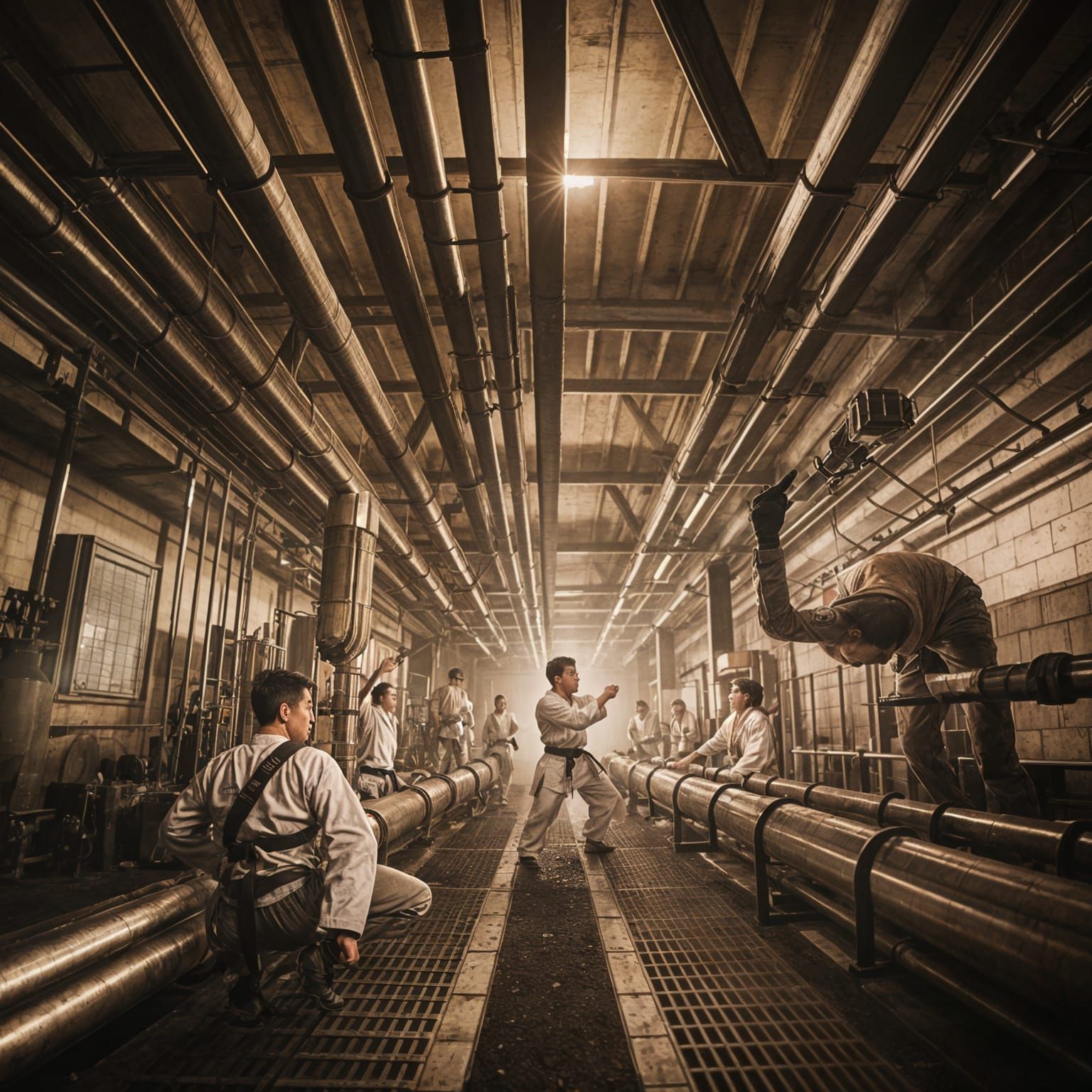 Secret Karate Dojo in Gritty Boiler Room