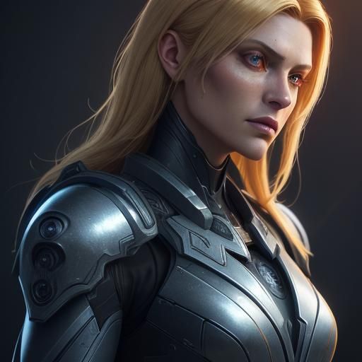 Cybernetic Warrior in Fantasy Concept Art Style