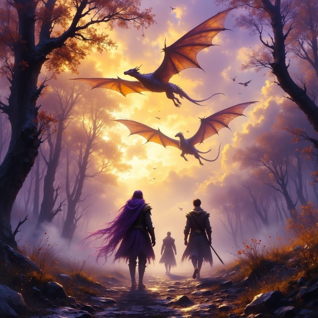 Mystical Dragonriders in Ancient Forest Realm