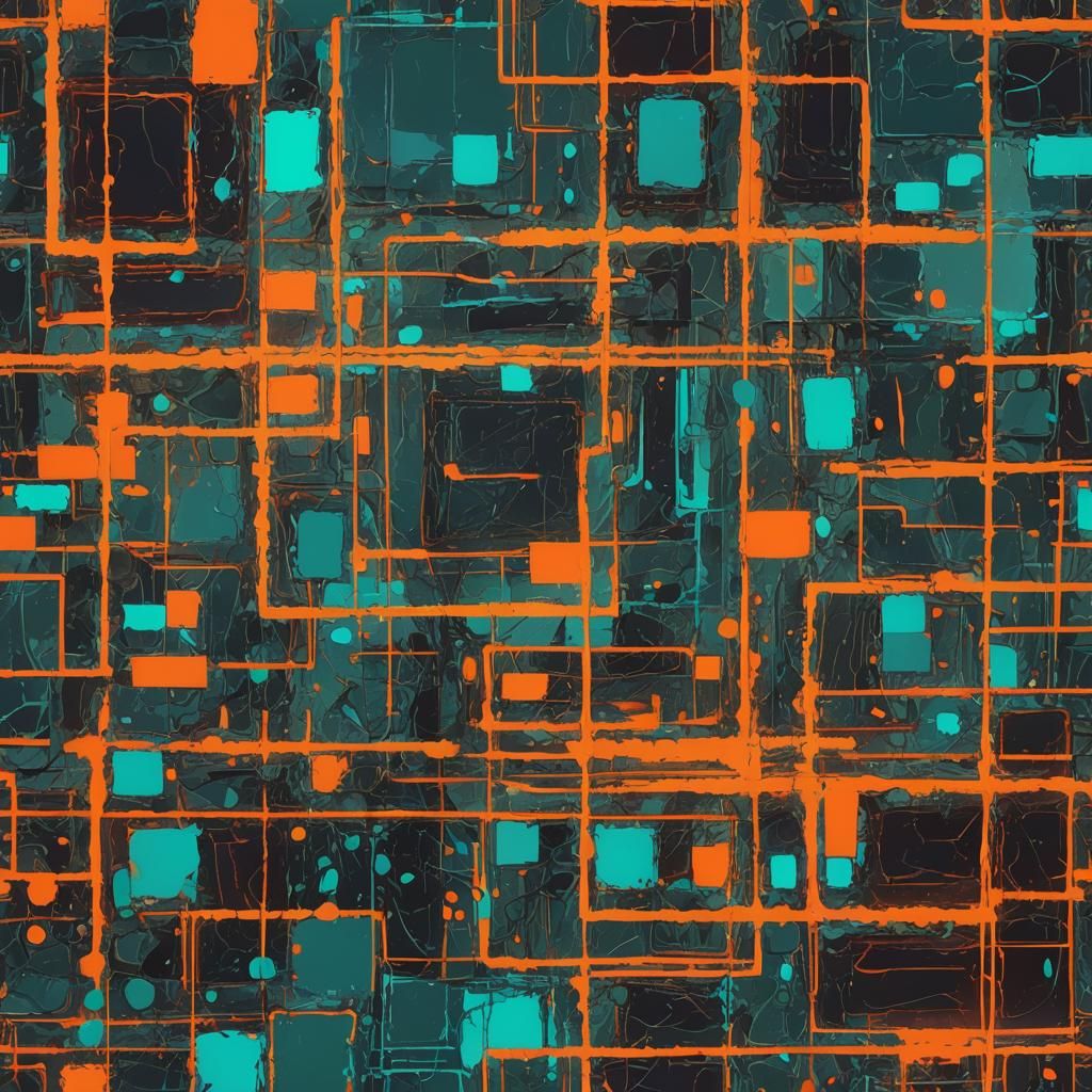 Neon Geometric Abstract Painting in Pop Art Style