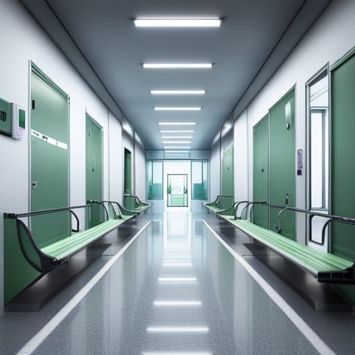 Hospital Corridor with Cardiology Sign in Detailed Matte Pai...