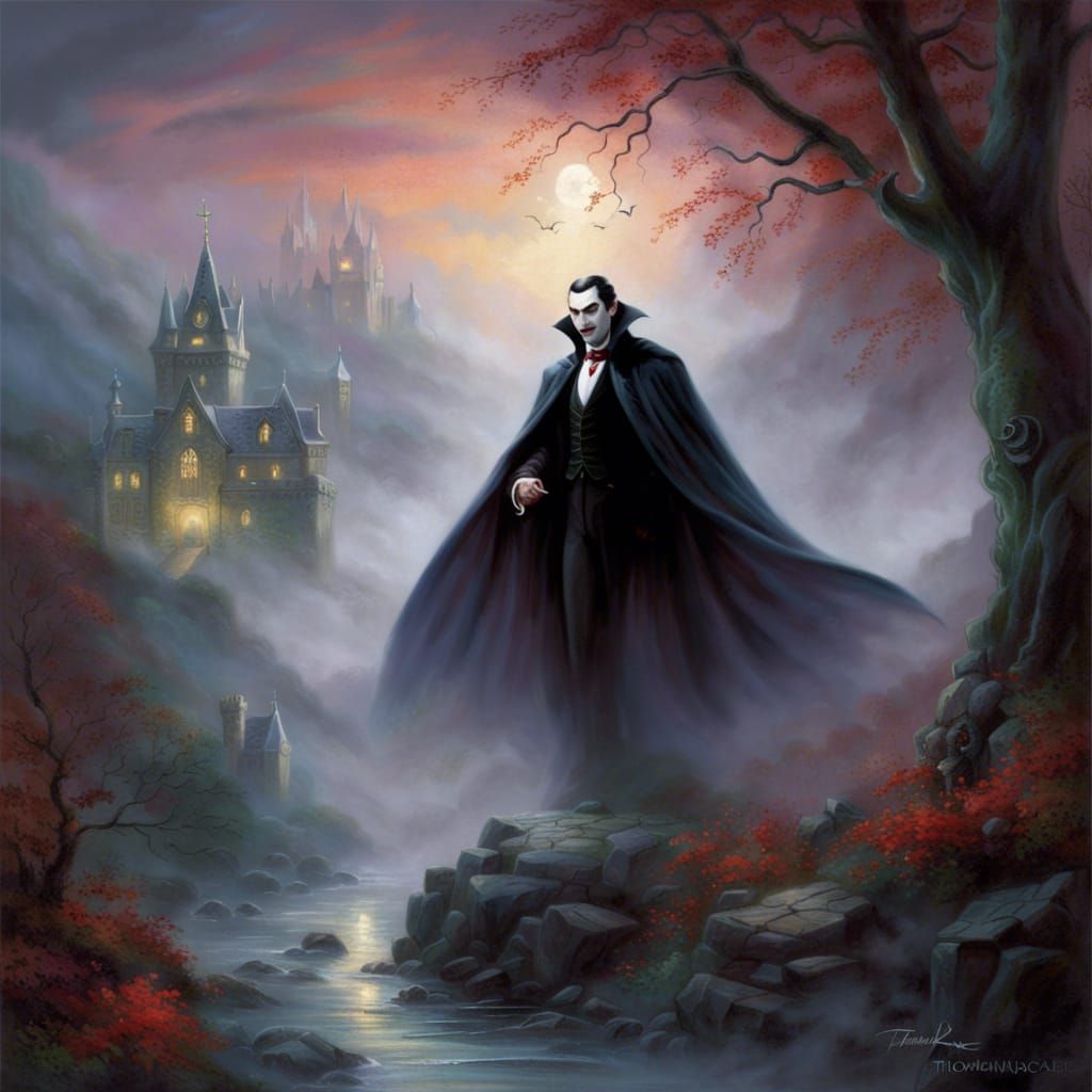Ethereal Dracula in a Hyperdetailed Fantasy Landscape