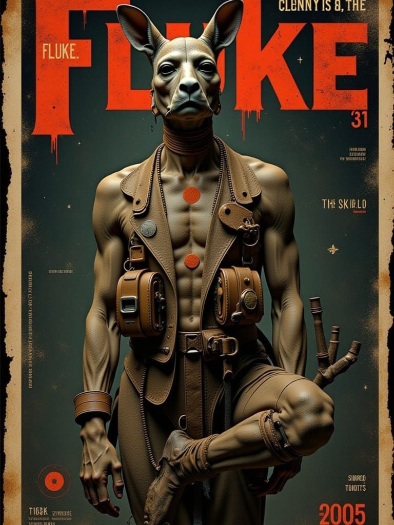 Surreal Man-Kangaroo Hybrid on Vintage Magazine Cover