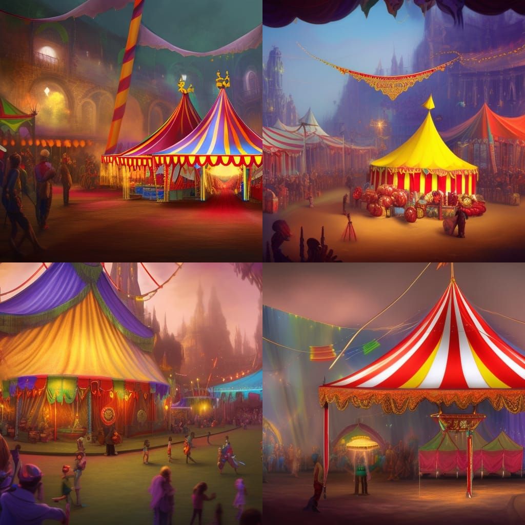 Magical Carnival with Circus Tent, Detailed Matte Painting