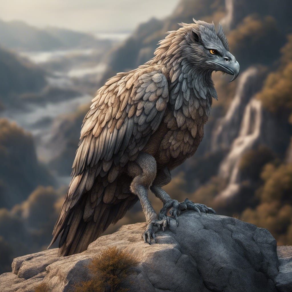 Majestic Griffin Portrait in Hyperrealistic Style