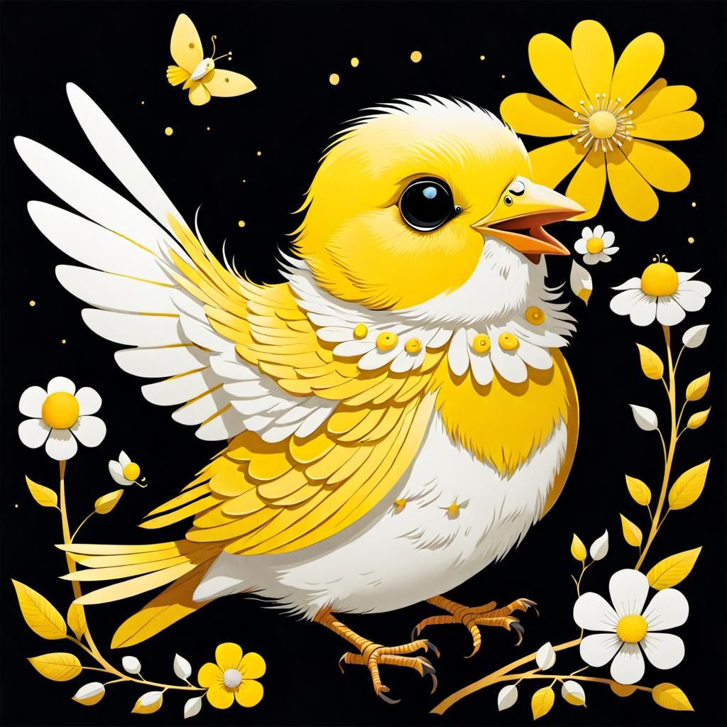 Whimsical Yellow Bird Illustration for Children