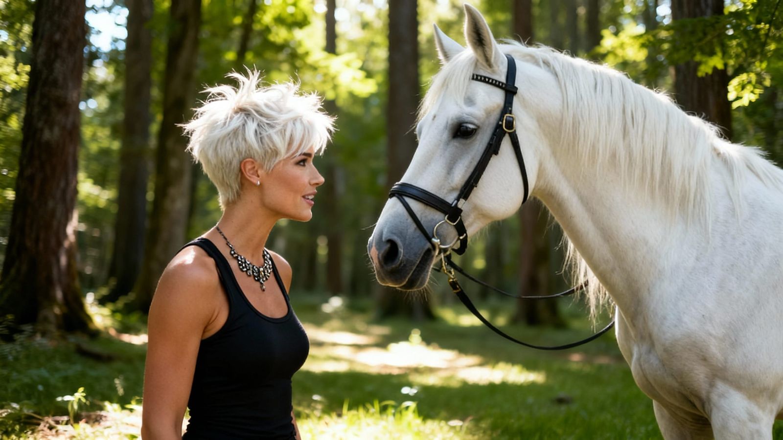 Woman in White Pixie Cut Talks to Centaur