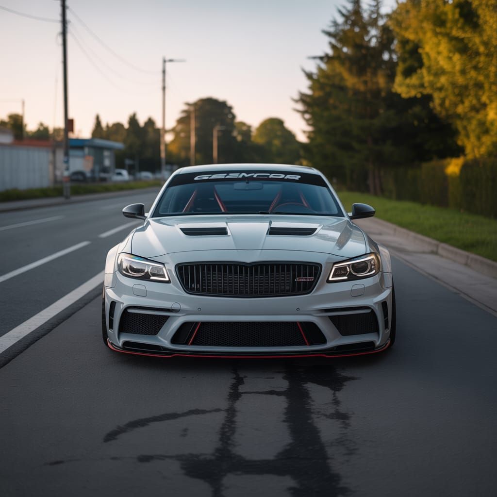 Detailed German Tuning Car with Carbon Accessories